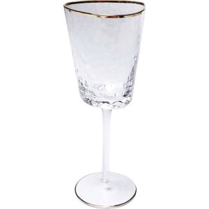 KARE DESIGN Hommage vitvinsglas, med struktur och guldkant, handgjort - klart glas (H:22)
