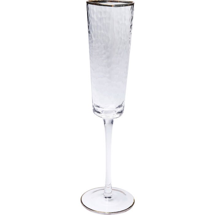 KARE DESIGN Hommage champagneglass, med struktur og gullkant, hndlaget - klart glass (H:26)