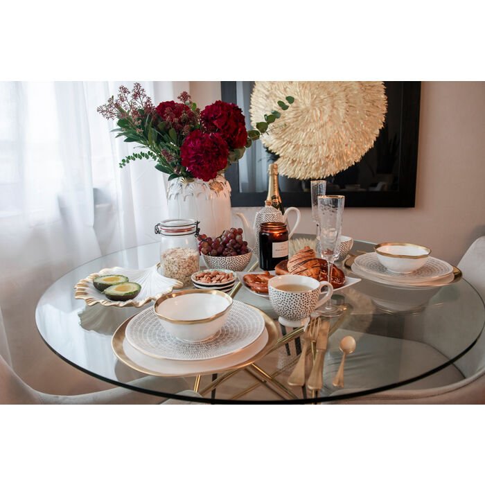 KARE DESIGN Hommage champagneglass, med struktur og gullkant, hndlaget - klart glass (H:26)