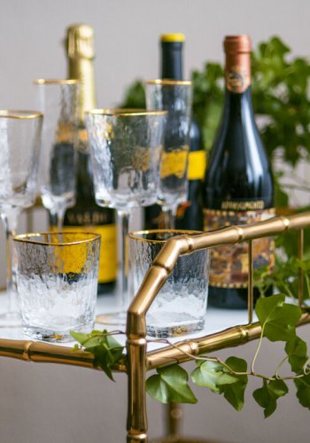 KARE DESIGN Hommage champagneglass, med struktur og gullkant, hndlaget - klart glass (H:26)