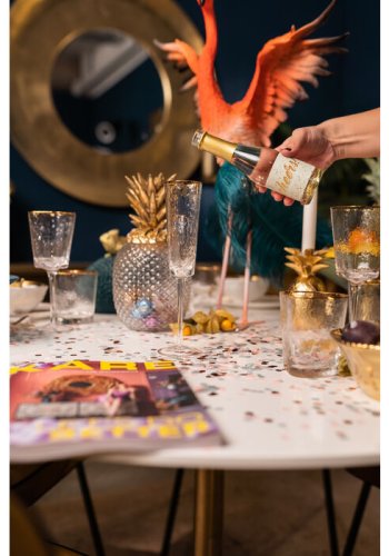 KARE DESIGN Hommage champagneglass, med struktur og gullkant, hndlaget - klart glass (H:26)