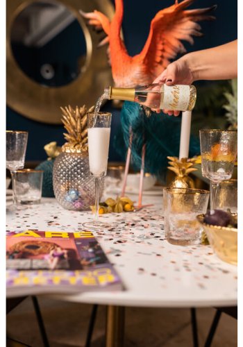 KARE DESIGN Hommage champagneglass, med struktur og gullkant, hndlaget - klart glass (H:26)