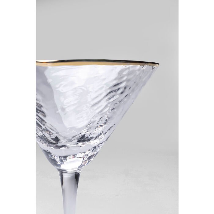KARE DESIGN Hommage cocktailglass, med struktur og gullkant, hndlaget - klart glass (H:20)
