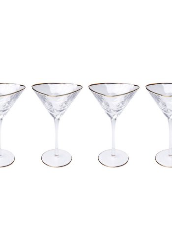 KARE DESIGN Hommage cocktailglass, med struktur og gullkant, hndlaget - klart glass (H:20)