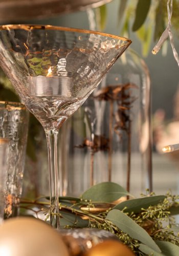 KARE DESIGN Hommage cocktailglass, med struktur og gullkant, hndlaget - klart glass (H:20)