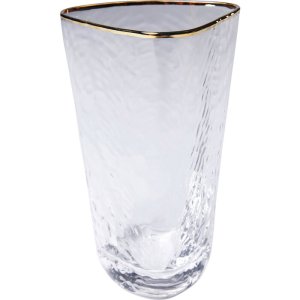 KARE DESIGN Hommage vattenglas, med struktur och guldkant, handgjort - klart glas (H:14,3)