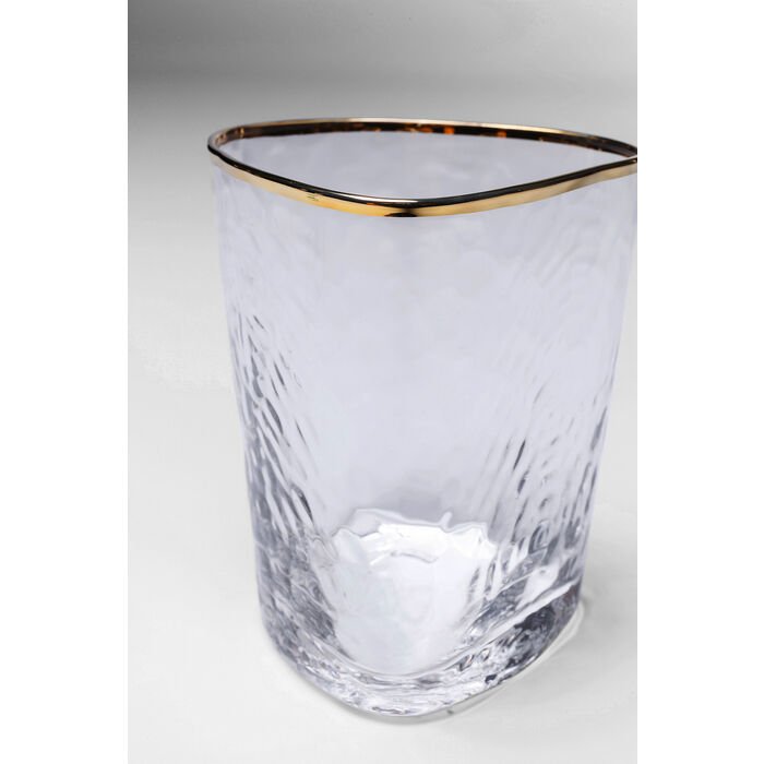 KARE DESIGN Hommage vannglass, med struktur og gullkant, hndlaget - klart glass (H:10,4)