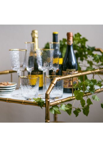 KARE DESIGN Hommage vannglass, med struktur og gullkant, hndlaget - klart glass (H:10,4)