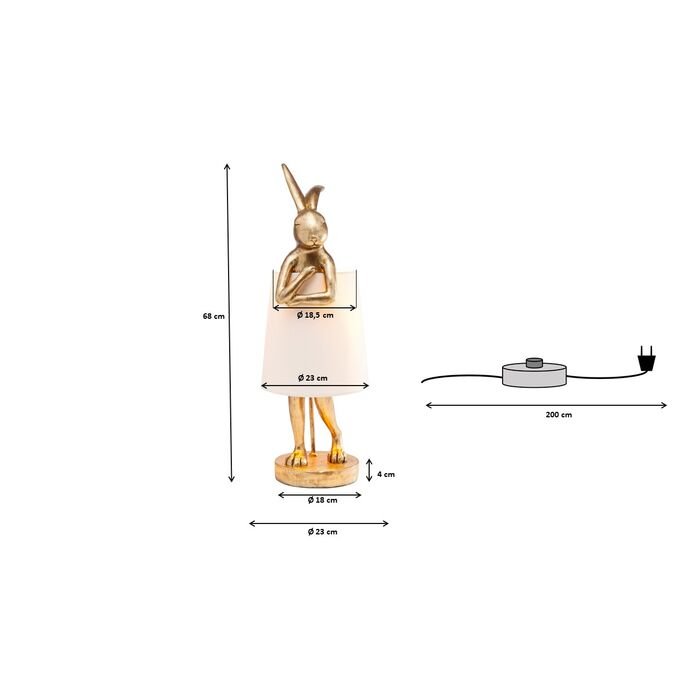KARE DESIGN Animal Rabbit bordlampe, rund - hvid hr og guld polyresin/stl (H:68,2)