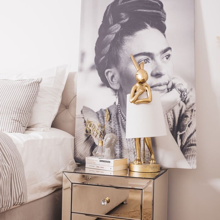 KARE DESIGN Animal Rabbit bordlampe, rund - hvid hr og guld polyresin/stl (H:68,2)