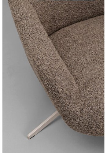 KARE DESIGN Mimi svingstol, med armlener - mokkabrunt boucléstoff og grtt stl