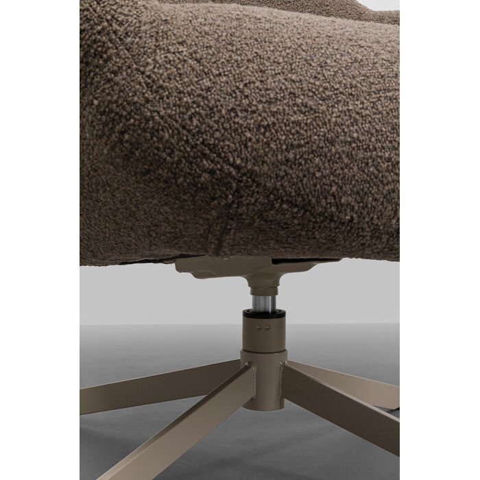 KARE DESIGN Mimi svingstol, med armlener - mokkabrunt boucléstoff og grtt stl