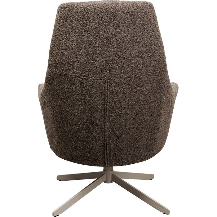 KARE DESIGN Mimi svingstol, med armlener - mokkabrunt boucléstoff og grtt stl