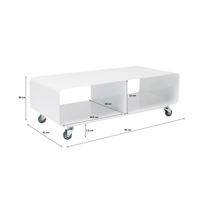 KARE DESIGN Lounge TV-bord, med hjul - hvid stl (90x42)