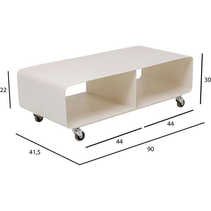 KARE DESIGN Lounge M TV-bord, m. 2 rum og hjul - creme stl (90x42)