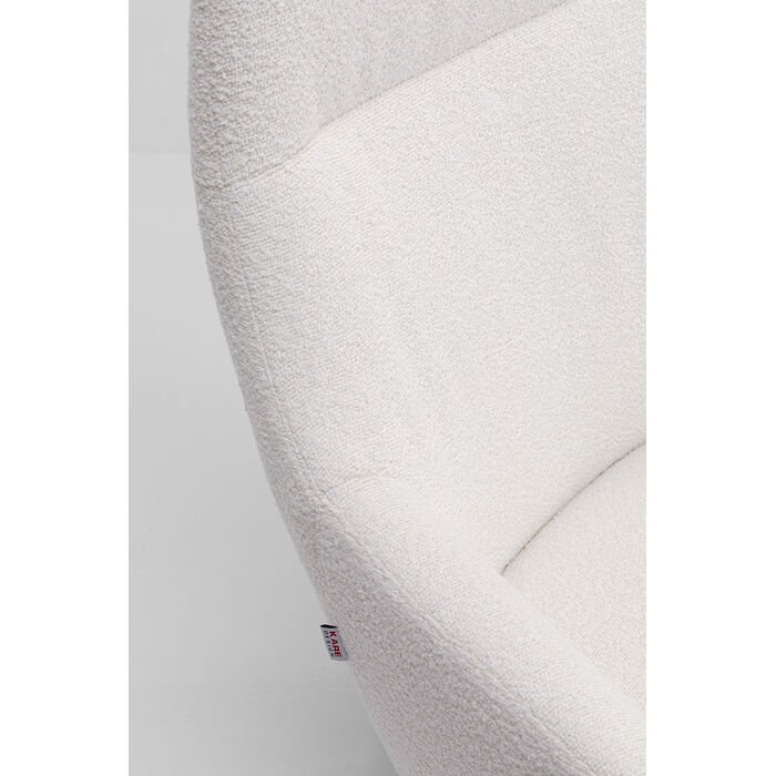 KARE DESIGN Mimi svingstol, med armlener - kremhvit bouclé-stoff og grtt stl