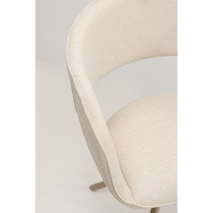 KARE DESIGN Gina spisestol, med armlener og svingfunksjon - kremfarget stoff og grtt stl