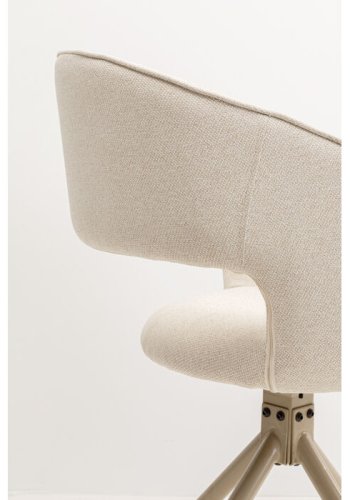 KARE DESIGN Gina spisestol, med armlener og svingfunksjon - kremfarget stoff og grtt stl