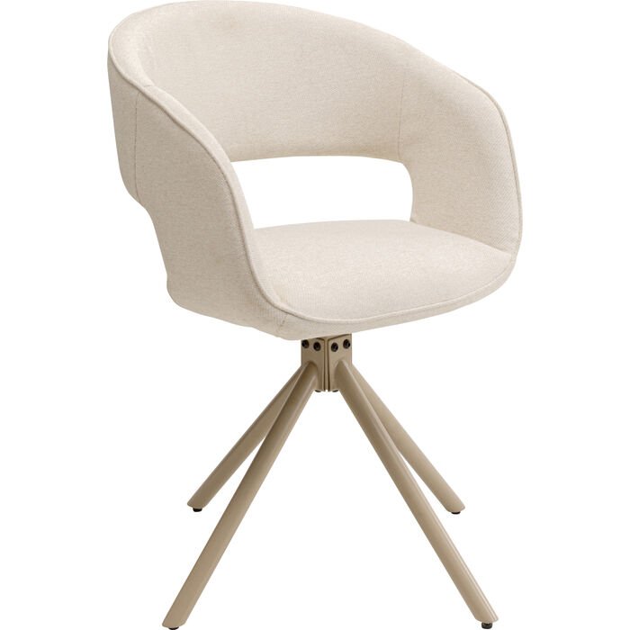 KARE DESIGN Gina spisestol, med armlener og svingfunksjon - kremfarget stoff og grtt stl