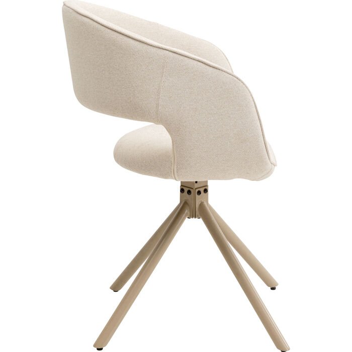 KARE DESIGN Gina spisestol, med armlener og svingfunksjon - kremfarget stoff og grtt stl