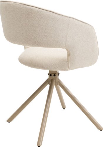 KARE DESIGN Gina spisestol, med armlener og svingfunksjon - kremfarget stoff og grtt stl