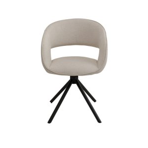 KARE DESIGN Gina spisebordsstol, m. armln og drejefunktion - beige stof og sort stl