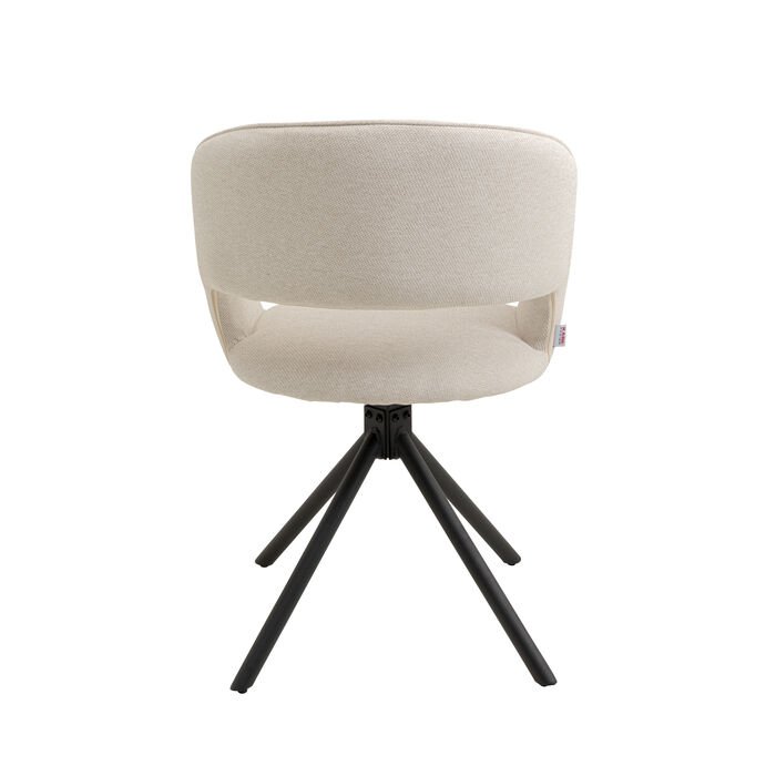 KARE DESIGN Gina spisestuestol, med armlener og svingfunksjon - beige stoff og svart stl