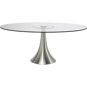 KARE DESIGN Grande Possibilita spisebord, oval - klar glas og brstet aluminium (180x120)