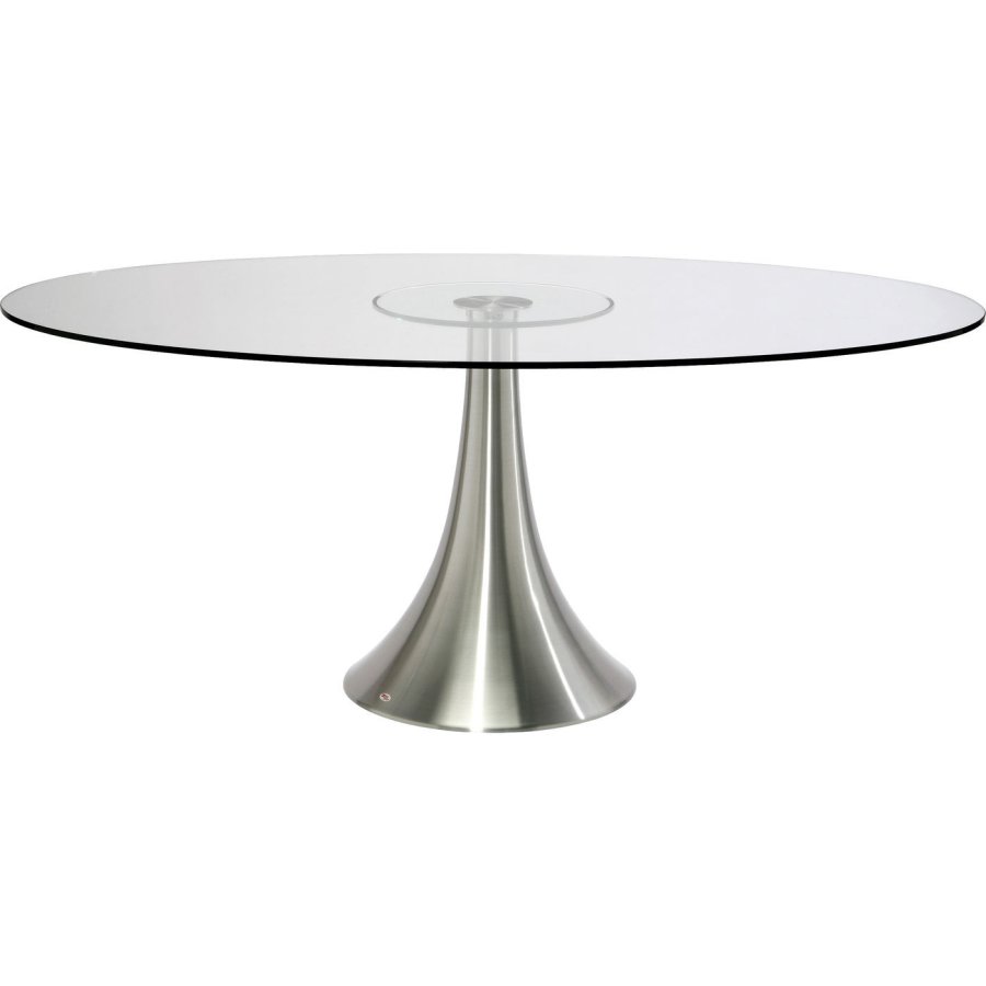 KARE DESIGN Grande Possibilita spisebord, oval - klar glas og brstet aluminium (180x120)