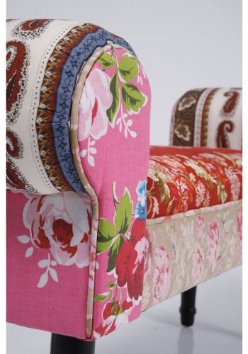 KARE DESIGN Wing Patchwork Rd benk, rektangulr - flerfarget bomull og bjrketre (100x30)