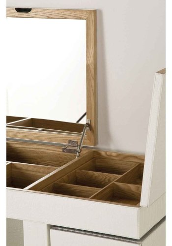 KARE DESIGN Diva Croco White Schminktisch - weiße Lederoptik, mit Stuhl, 6 Schubladen, Spiegel und +10 Fächern