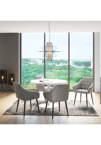 KARE DESIGN Invitation spisebord - hvid fiberglas, metal og tr, rundt (:120)