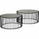 KARE DESIGN Wire Black sofabord - klart glas/sort stl, rundt (2/st)