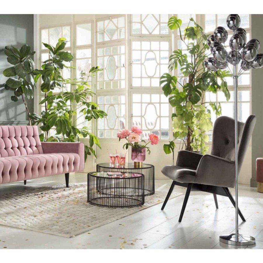 KARE DESIGN Wire Black sofabord - klart glas/sort stl, rundt (2/st)