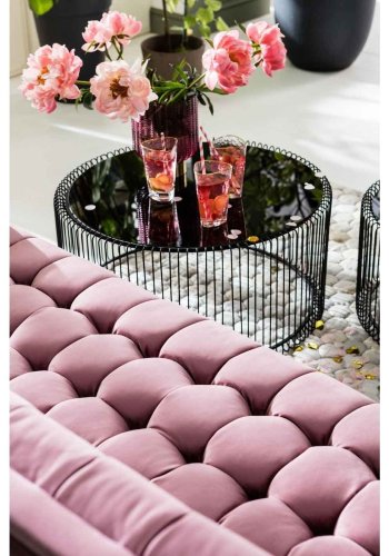 KARE DESIGN Wire Black sofabord - klart glas/sort stl, rundt (2/st)