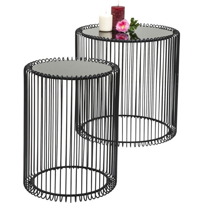 KARE DESIGN Wire sidebord - sort glas og sort stl (st af 2)