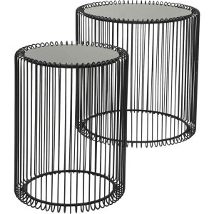 KARE DESIGN Wire sidobord - svart glas och svart stl (set med 2)