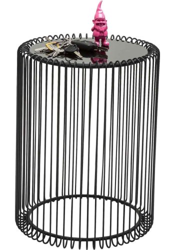 KARE DESIGN Wire sidebord - sort glas og sort stl (st af 2)