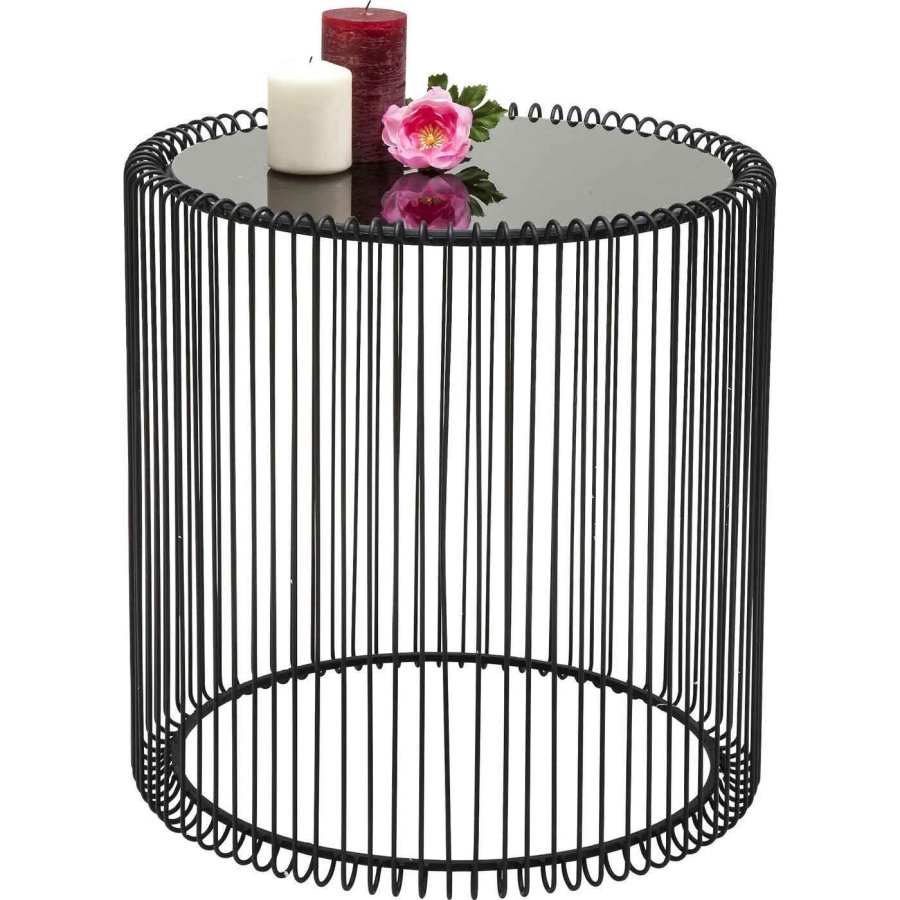 KARE DESIGN Wire sidebord - sort glas og sort stl (st af 2)