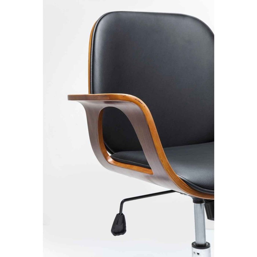 KARE DESIGN Patron Walnut kontorstol - sort polyester/valnddebrunt finér, m. armln og hjul