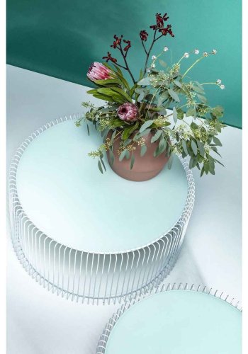KARE DESIGN Wire White sofabord - hvidt glas/stl, rundt (2/st)