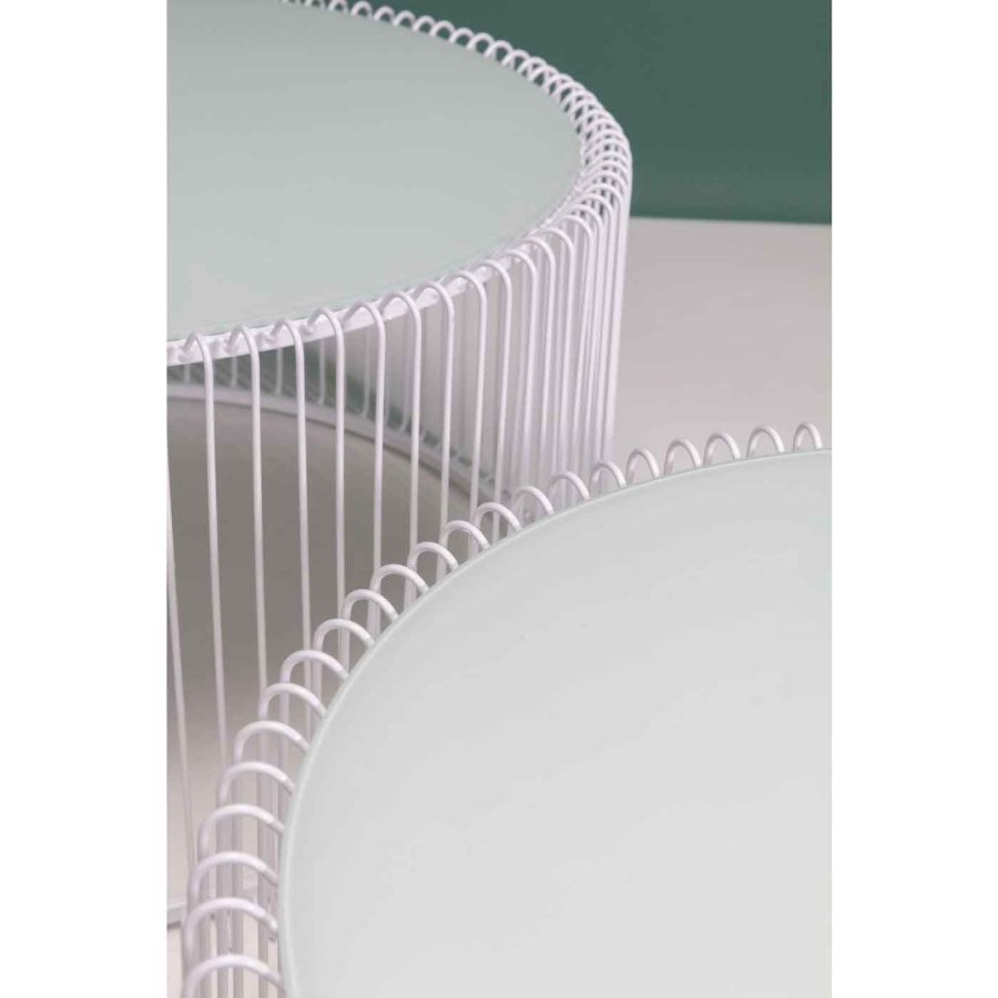 KARE DESIGN Wire White sofabord - hvidt glas/stl, rundt (2/st)