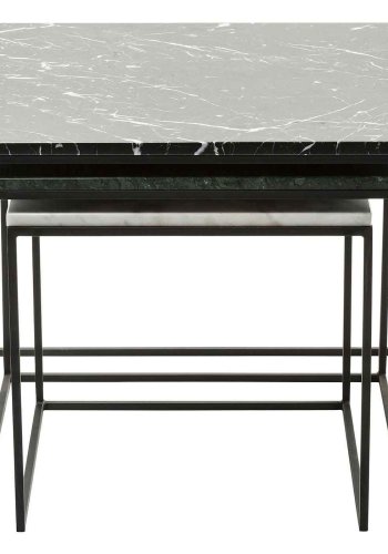 KARE DESIGN Marble East Coast Satztische – Grün/Schwarz/Weiß-Marmor und Stahl (3/Set) (Eingestellt)