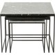 KARE DESIGN Marble East Coast Satztische – Grün/Schwarz/Weiß-Marmor und Stahl (3/Set) (Eingestellt)
