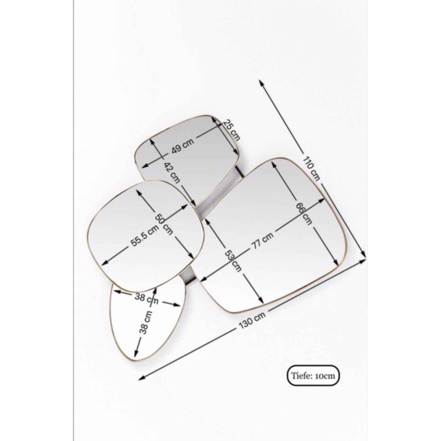 KARE DESIGN Shapes Spiegel - Spiegelglas und Stahl, asymmetrisch (130x105)