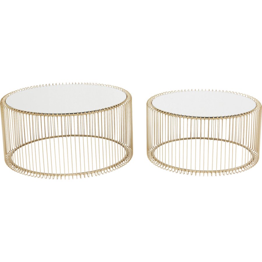 KARE DESIGN Wire Brass sofabord - spejlglas/messing stl, rundt (2/st)