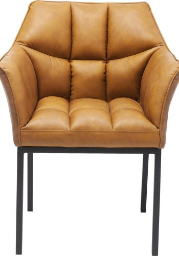 KARE DESIGN Thinktank Brown Sessel - braunes Kunstleder/Stahl, mit Armlehnen