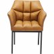 KARE DESIGN Thinktank Brown Sessel - braunes Kunstleder/Stahl, mit Armlehnen