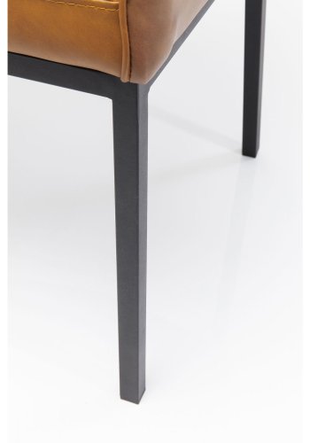 KARE DESIGN Thinktank Brown Sessel - braunes Kunstleder/Stahl, mit Armlehnen