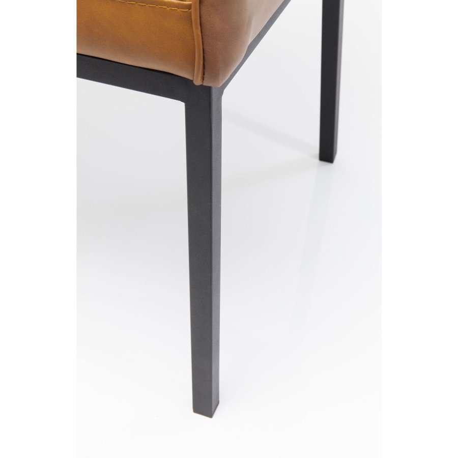 KARE DESIGN Thinktank Brown Sessel - braunes Kunstleder/Stahl, mit Armlehnen